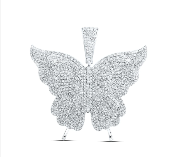 10kt Round Diamond Butterfly Pendant 4-1/5 CTTW