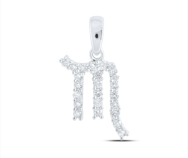 10kt Round Diamond Zodiac Sign Pendant 1/4 CTTW