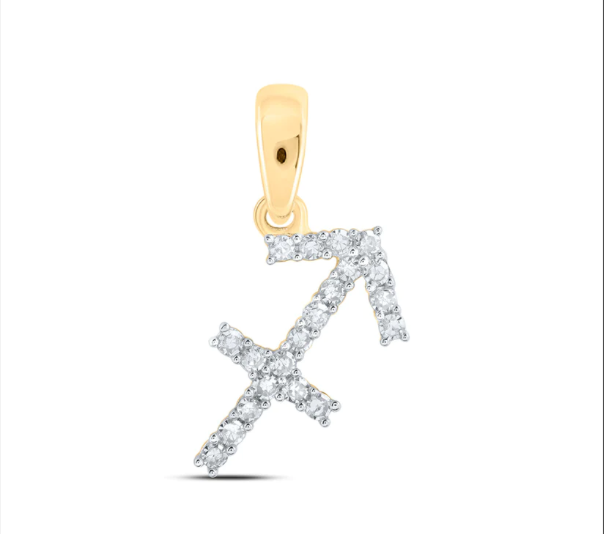 10kt Round Diamond Zodiac Sign Pendant 1/4 CTTW